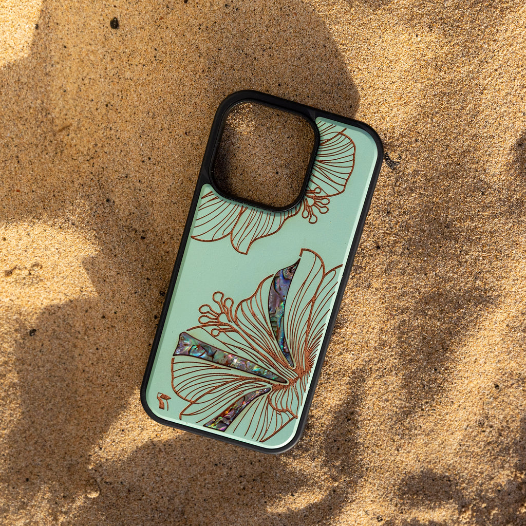 Green Hibiscus with Abalone Shells Phone Case