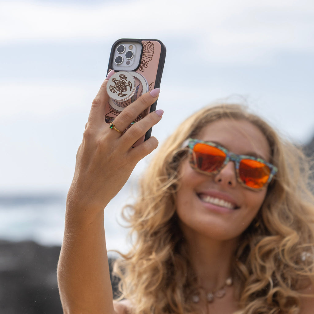 Pink Hibiscus with Abalone Shells Phone Case