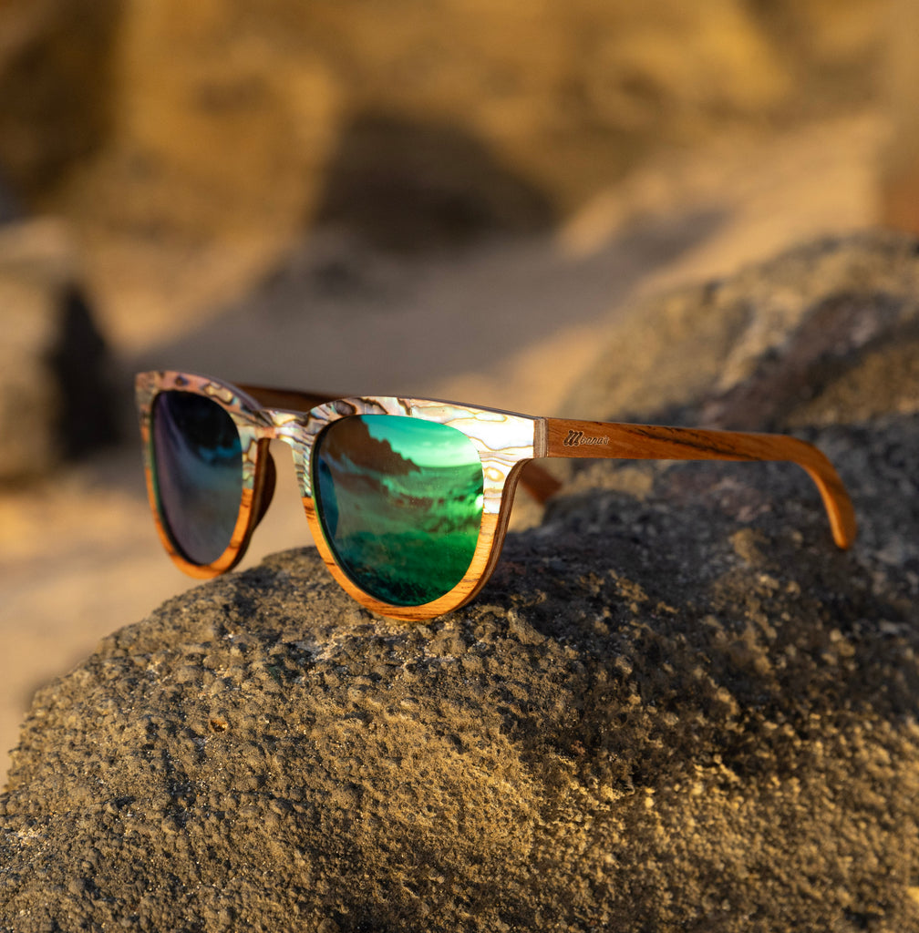 Kai Pāua Wood Sunglasses with Abalone Shell