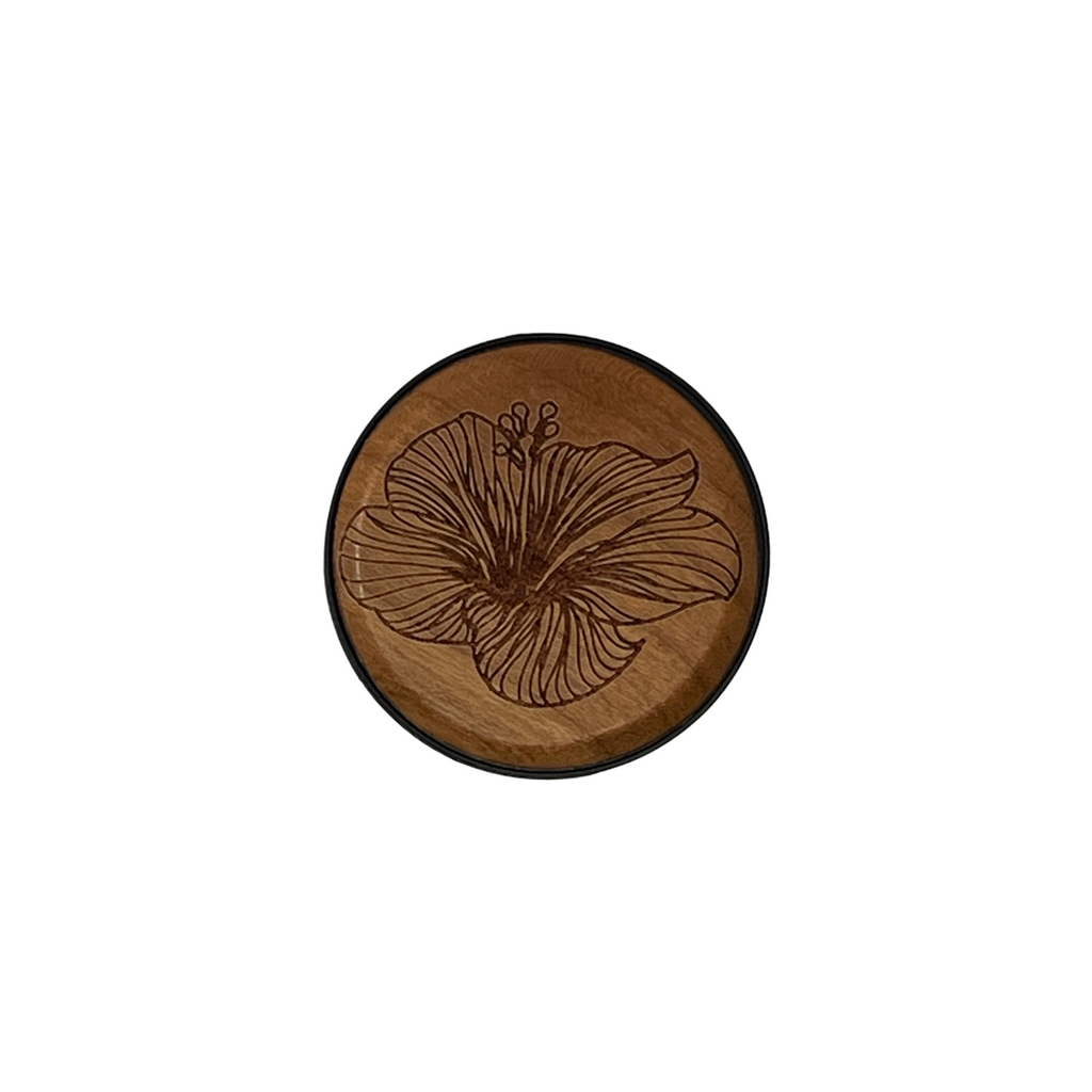 Hibiscus Rounded Wood Phone Grip