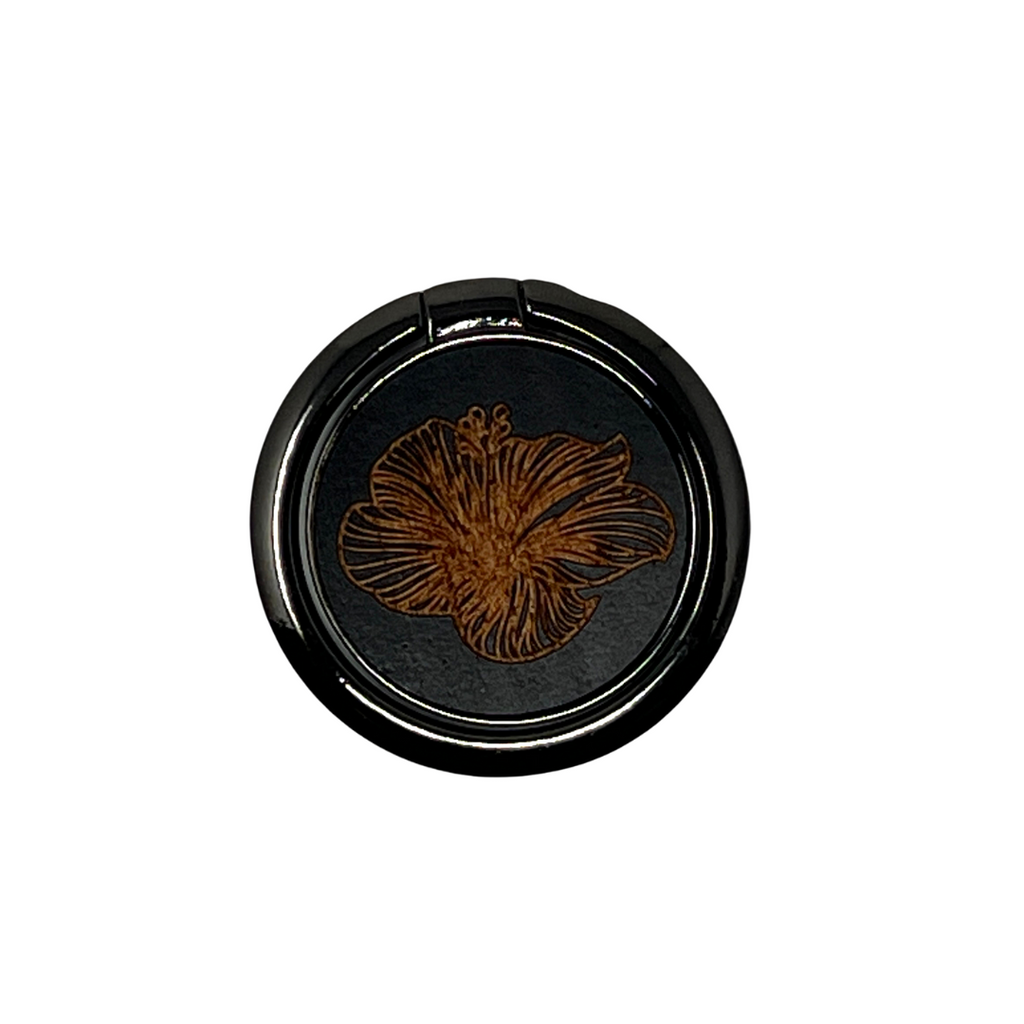 Hibiscus Wood Ring Phone Grip