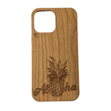 natural wood phone case pineapple