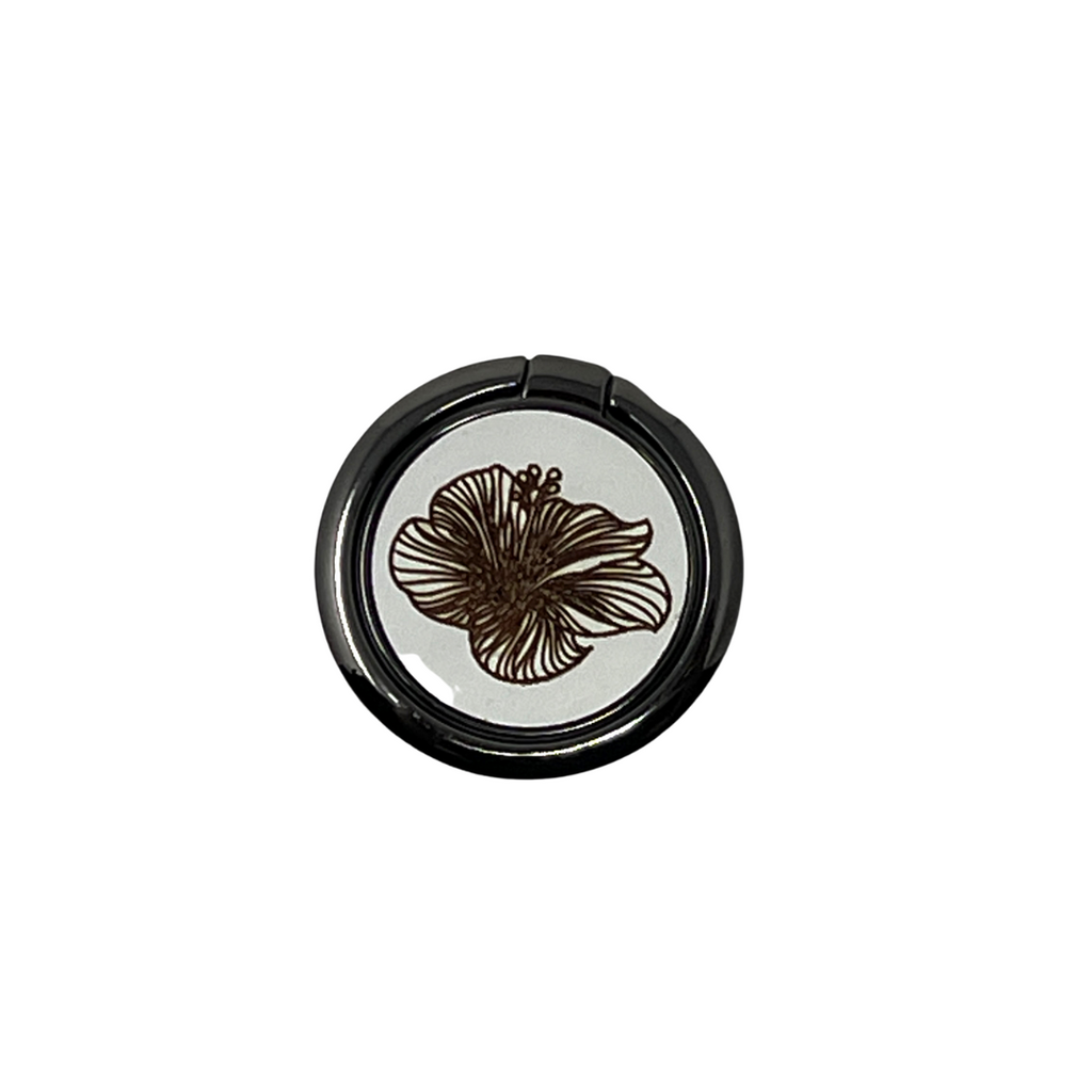 Hibiscus Wood Ring Phone Grip