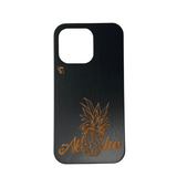 black pineapple phone case wood