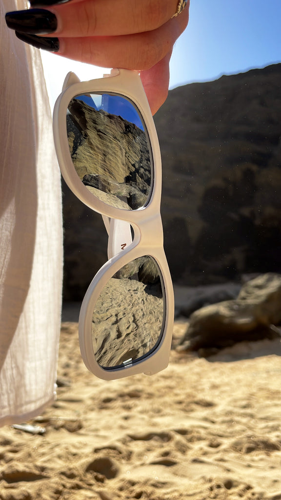 unisex white sunglasses wood
