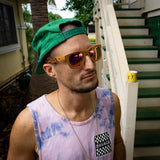Sunset Classic Wood Sunglasses with Pink Mirror Polarized Lens