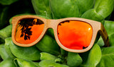 Sunset Classic Wood Sunglasses with Red Mirror Polarized Lens