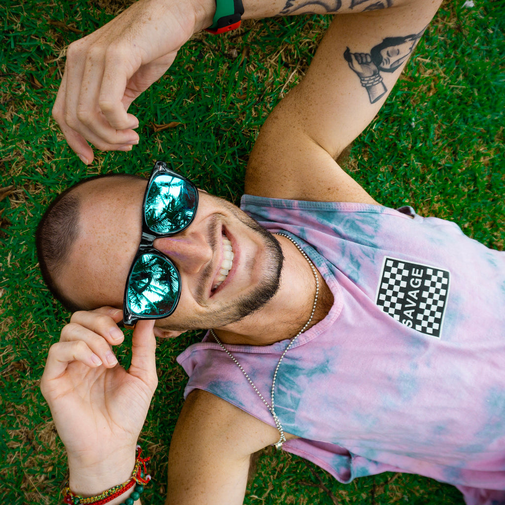 blue mirror beach sunglasses uv protection