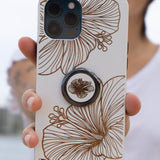 Hibiscus Wood Ring Phone Grip
