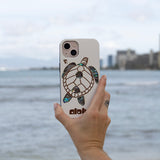 Honu Aloha Wood Phone Case with Abalone Shells
