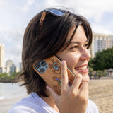 Wood Honu iPhone Case with Abalone Shells