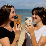 Hibiscus Rounded Wood Phone Grip
