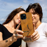 Hibiscus Wood Phone Case with Abalone Shells