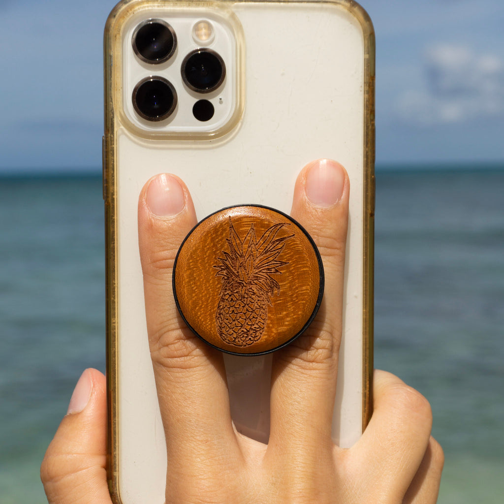Pineapple Rounded Wood Phone Grip