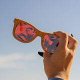 Sunset Classic Wood Sunglasses with Red Mirror Polarized Lens
