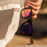 Basalt Classic Wood Sunglasses with Pink Mirror Polarized Lens