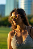 Sunset Classic Wood Sunglasses with Pink Mirror Polarized Lens