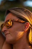 Sunset Classic Wood Sunglasses with Red Mirror Polarized Lens