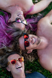 Basalt Classic Wood Sunglasses with Pink Mirror Polarized Lens