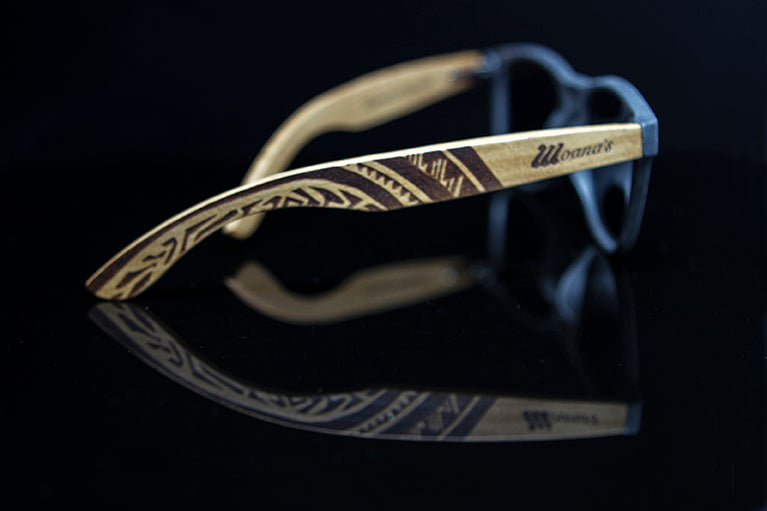 Black Sand Eco Friendly Sunglasses with Yellow Mirror Polarized Lens
