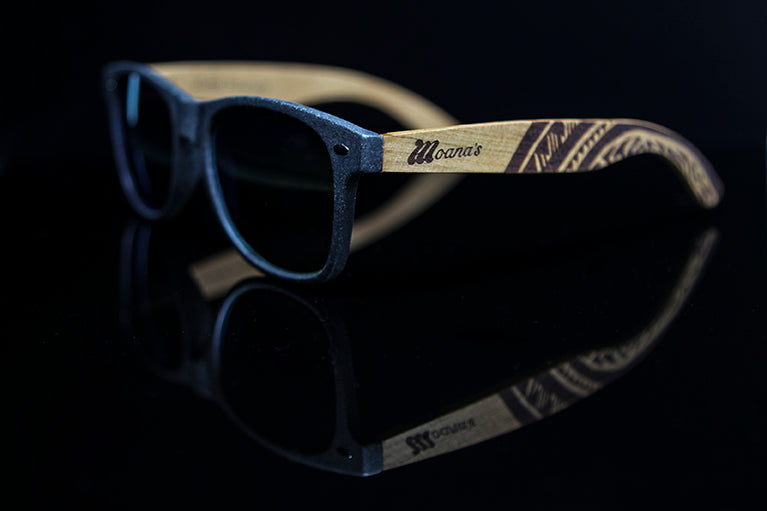 Black Sand Eco Friendly Sunglasses with Yellow Mirror Polarized Lens