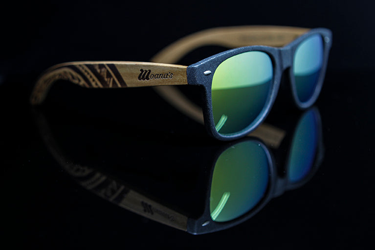 Black Sand Eco Friendly Sunglasses with Yellow Mirror Polarized Lens