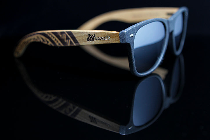 Black Sand Eco Friendly Sunglasses with Silver Mirror Polarized Lens
