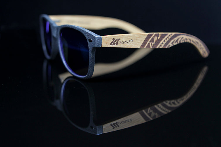 Black Sand Eco Friendly Sunglasses with Blue Mirror Polarized Lens
