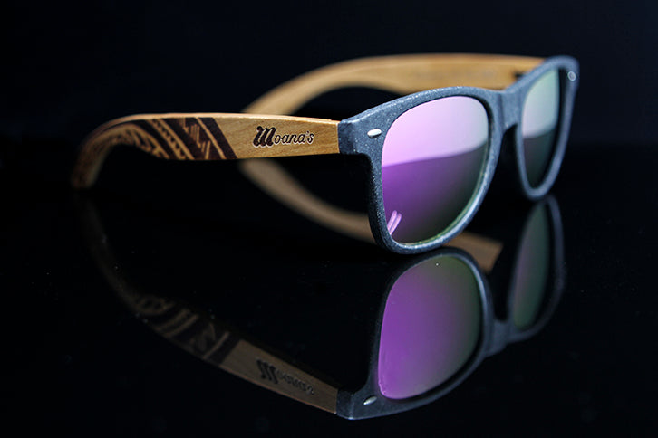 Black Sand Eco Friendly Sunglasses with Pink Mirror Polarized Lens