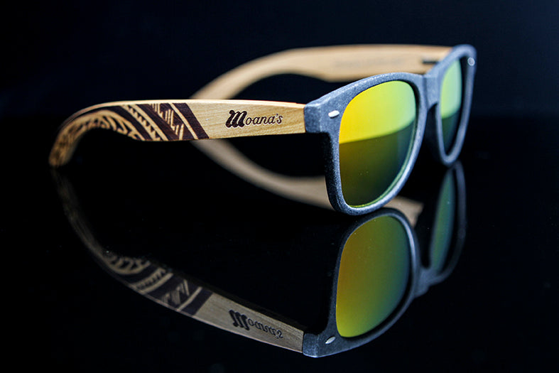 Black Sand Eco Friendly Sunglasses with Red Mirror Polarized Lens