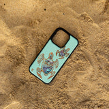 Green Sea Turtle Phone Case with Abalone Shells