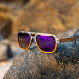 Violet Pāua Wood Sunglasses with Abalone Shell