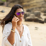 Violet Pāua Wood Sunglasses with Abalone Shell