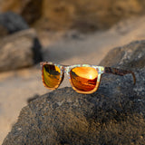 Sunrise Pāua Wood Sunglasses with Abalone Shell
