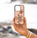 Pink Tribal Turtle Phone Case with Abalone Shells