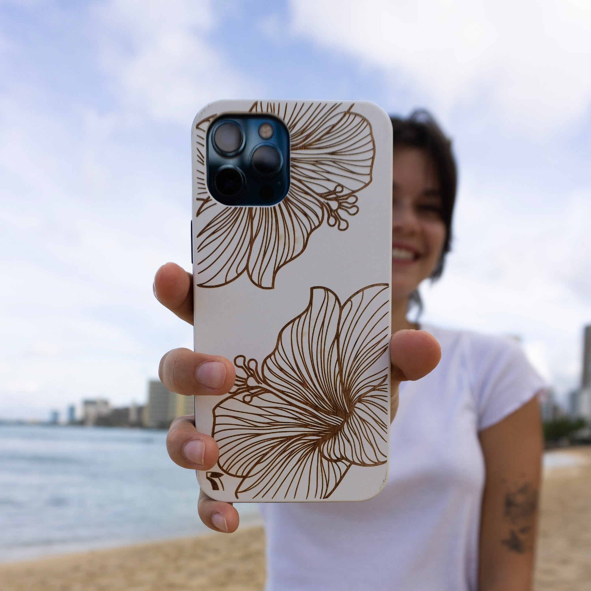Hibiscus Wood Phone Case Hibiscus Wood Phone Case