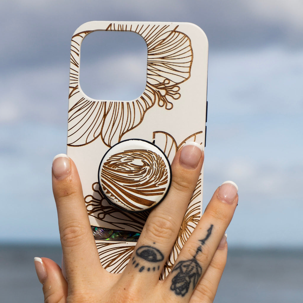 Wave Rounded Wood Phone Grip