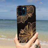 Wood Hibiscus iPhone Case with Abalone Shells