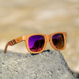 Sunset Classic Wood Sunglasses with Pink Mirror Polarized Lens
