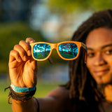 eco friendly sunglasses made from wood blue