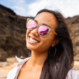 women sunglasses with reflective lens beach hawaii surf style